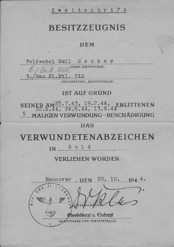 Urkunden und Besitzzeugnisse Becker, Emil