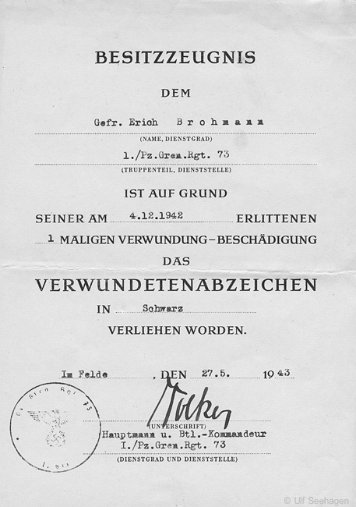 Urkunden und Besitzzeugnisse Brohmann, Erich
