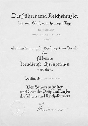 Urkunden und Besitzzeugnisse Rinkleben, Ernst