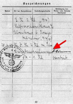 Soldbuch-Eintrag HE 1