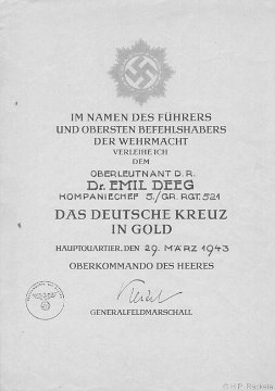 Verleihungsurkunde HE 1