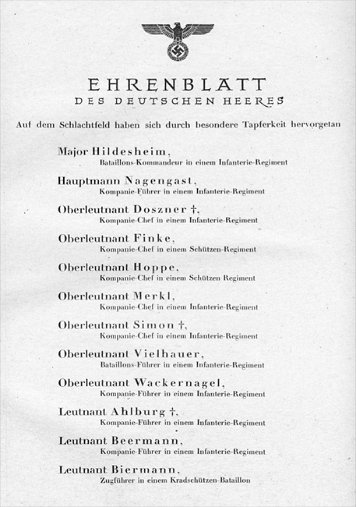 8. März 1942 Ehrenblatt des Deutschen Heeres