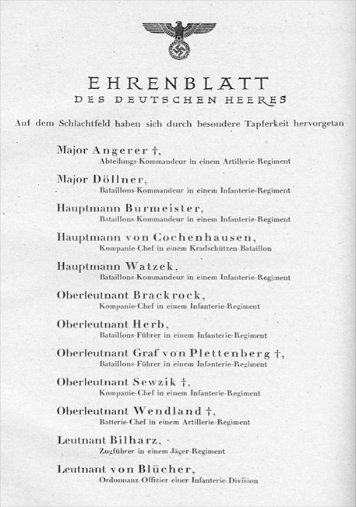 18. März 1942 Ehrenblatt des Deutschen Heeres