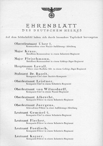 1942 Ehrenblatt des Deutschen Heeres