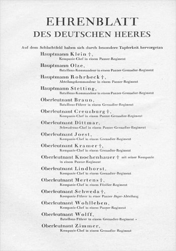 1943 Ehrenblatt des Deutschen Heeres