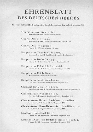 1944 Ehrenblatt des Deutschen Heeres