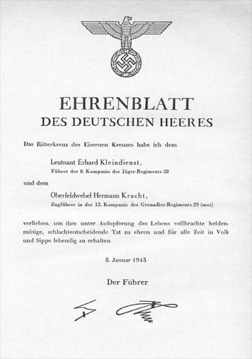 1945 Ehrenblatt des Deutschen Heeres