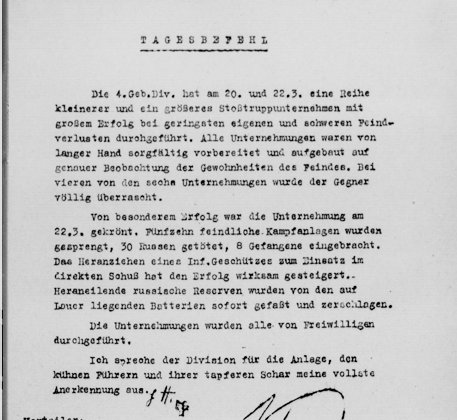 Namensnennung im Tagesbefehl