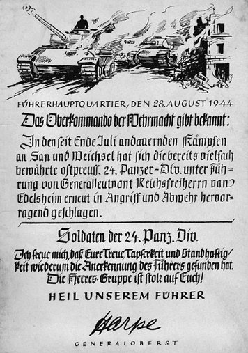 24. Panzer-Division Namensnennung im Wehrmachtbericht