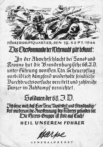 68. Infanterie-Division Namensnennung im Wehrmachtbericht