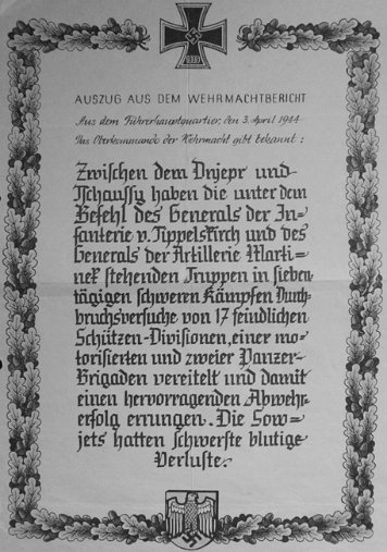 Sonstige Namensnennung im Wehrmachtbericht
