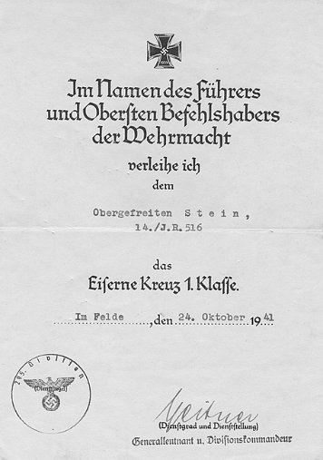 Eisernes Kreuz 1. Klasse Heer
