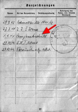 Soldbuch-Eintrag HE 1