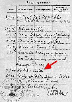 Soldbuch-Eintrag HE 1