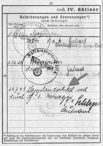 Wehrpass-Einträge Ärmelschild Lappland