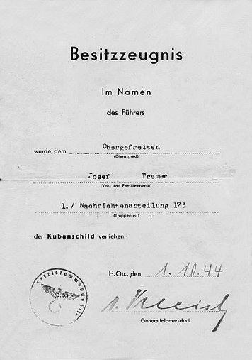 Ärmelschild Kuban Heer