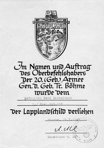 Ärmelschild Lappland Heer