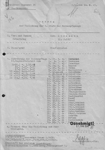 Verleihungsanträge Nahkampfspange in Silber