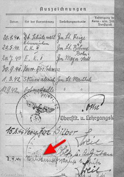 Soldbuch-Eintrag HE 1