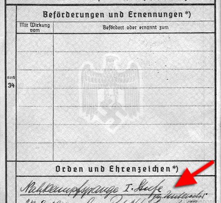 Wehrpass-Einträge