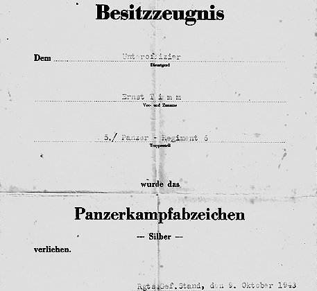 Panzer-Kampfabzeichen in Silber