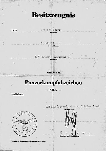 Panzer-Kampfabzeichen in Silber Heer