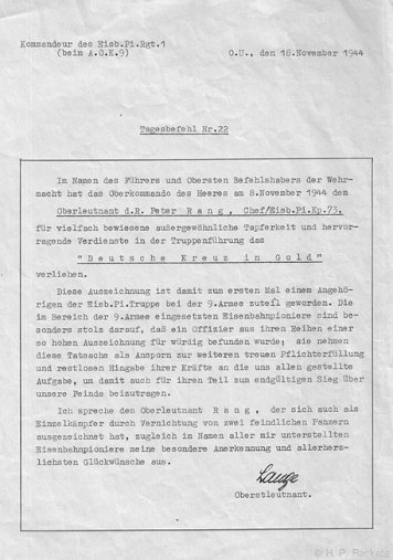 Tagesbefehle Panzervernichtungsabzeichen