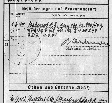 Wehrpass-Einträge