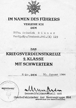 Verleihungsurkunde HE 5