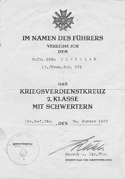 Verleihungsurkunde HE 8