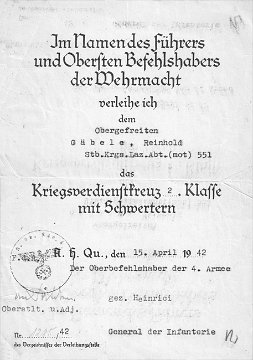 Verleihungsurkunde HE 9