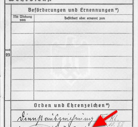 Wehrpass-Einträge