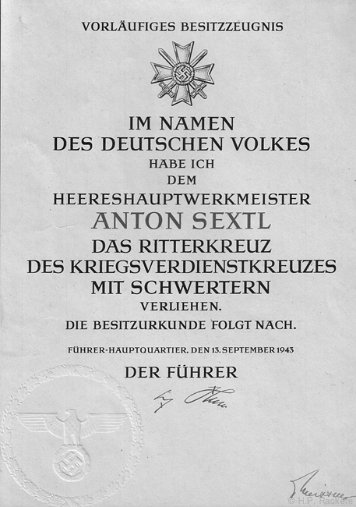 Ritterkreuz des Kriegsverdienstkreuzes Heer