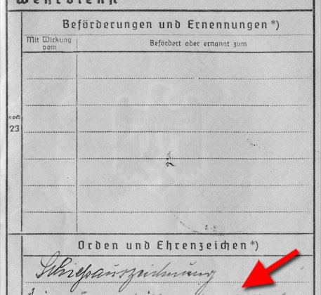 Wehrpass-Einträge