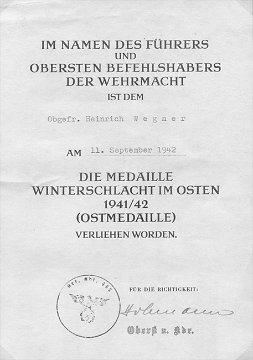 Verleihungsurkunde HE 10