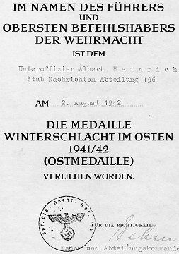 Verleihungsurkunde HE 5