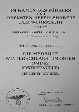 Verleihungsurkunde HE 9
