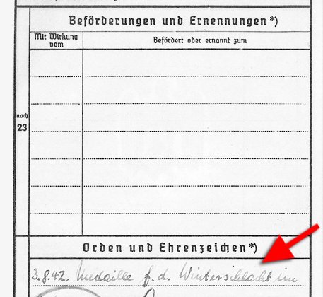 Wehrpass-Einträge
