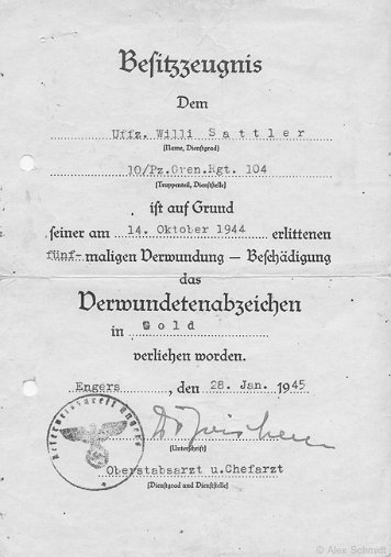 Verwundeten-Abzeichen 1939 in Gold Heer