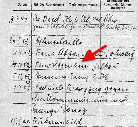 Soldbuch-Einträge