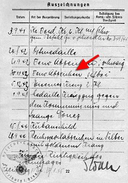 Soldbuch-Eintrag HE 1