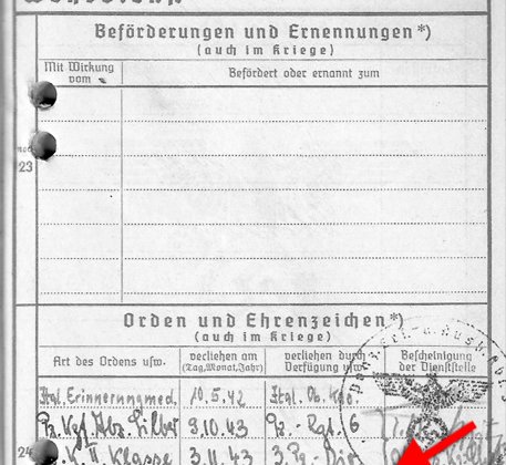 Wehrpass-Einträge